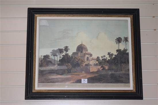After Thomas & William Daniell, four modern coloured re-prints, views of India, 49 x 64cm